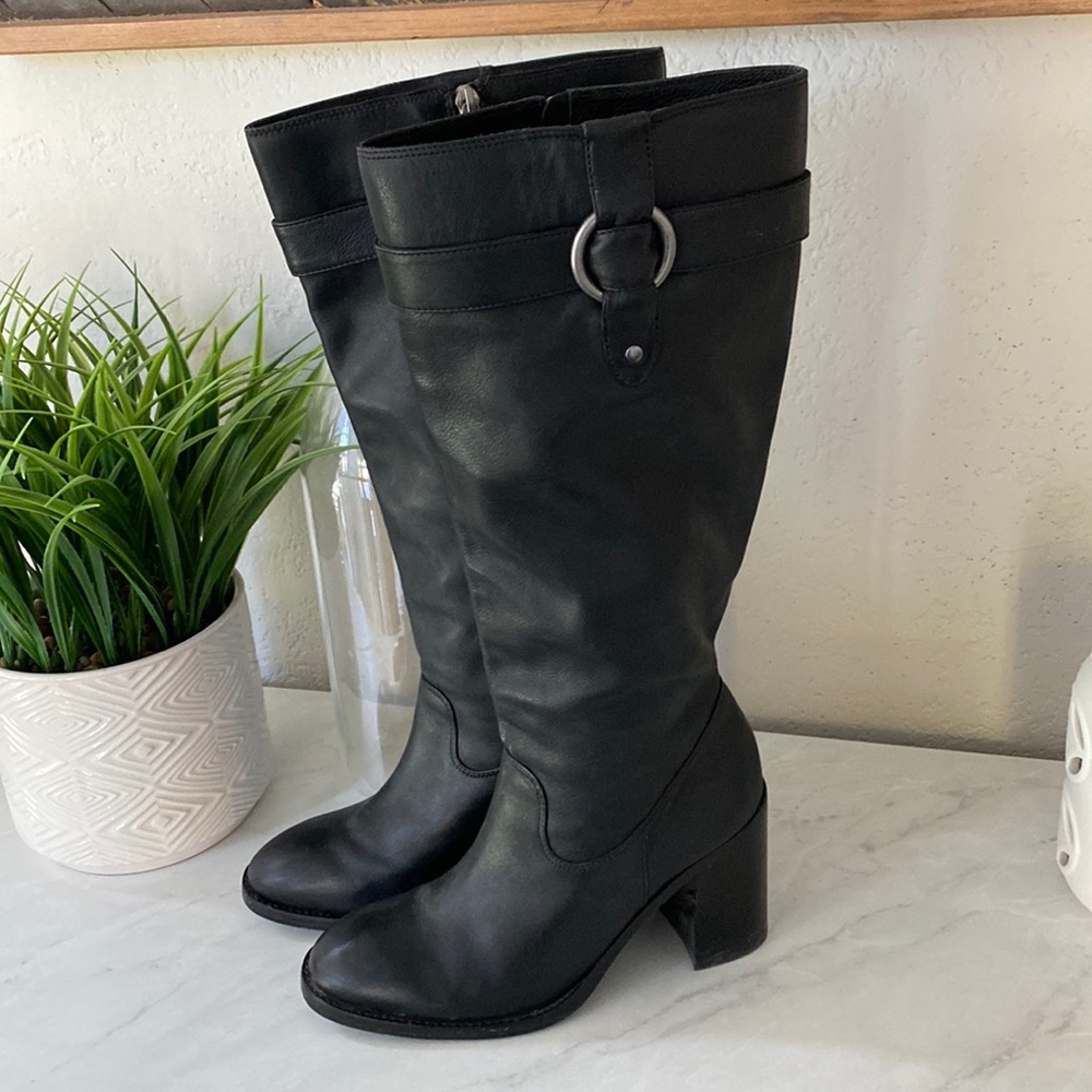 Johnson & Murphy leather knew high heeled boots